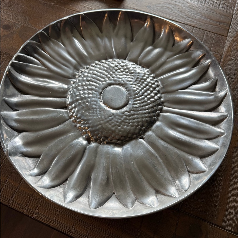 Silver Sunflower Decorative Plate